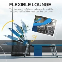 Outsunny Foldable Sun Lounger Set of 2 with Reading Hole, Portable Sun Lounger with 5 Level Adjustable Backrest, Reclining Lounge Chair with Side Pocket, Headrest Pillow, Blue(m-4)