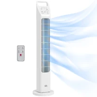 HOMCOM Tower Fan, Electric Cooling Fan with Remote, 75° Oscillating, 3 Speed 3 Modes, 7.5H Timer, Quiet Standing Bladeless for Bedroom Office, White(m-1)