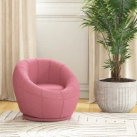 HOMCOM Fotoliu Modern Rotund pentru Copii, Fotoliu de Pluș cu Căptușeală Groasă, 60x56x48 cm, Roz(m-7)