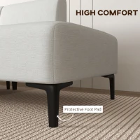 HOMCOM Canapea Moderna Modulabila cu 3 Sectiuni, Canapea Sectionala din Stofa cu Picioare din Otel, 250x75x70cm, Alb Crem(m-8)