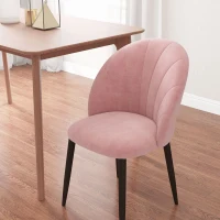 HOMCOM Set 2 Sedie da Pranzo Imbottite Stile Nordico in Metallo e Velluto, 52x54x79cm, Rosa(m-8)