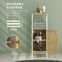 HOMCOM Armário Casa de Banho com 1 Prateleira Aberta 1 Porta e 1 Prateleira Ajustável 32x30x90,5 cm Natural e Branco(m-6)