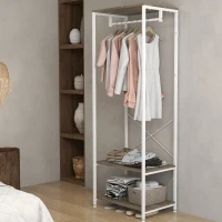 HOMCOM Hallway Coat Rack and Shoe Bench Tree - Grey(m-7)