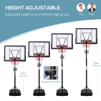 HOMCOM 1.55-2.1m Basketball Hoop and Stand w/ Fillable Base, Wheels(m-6)