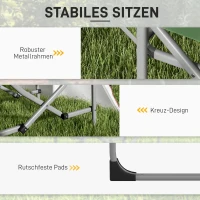 Outsunny Składany Krzesło Campingowe z Bocznym Stolikiem, Uchwytem na Kubek, Lekkie, Metalowa Rama, 81Dł x 51Szer x 87Wys cm, Zielony(m-7)