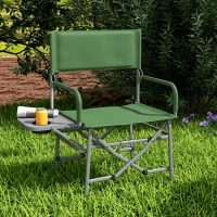 Outsunny Składany Krzesło Campingowe z Bocznym Stolikiem, Uchwytem na Kubek, Lekkie, Metalowa Rama, 81Dł x 51Szer x 87Wys cm, Zielony(m-2)