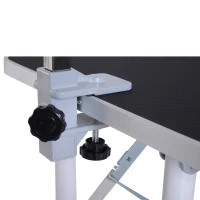 PawHut Table de toilettage pliante transportable potence réglable blanc noir(m-4)
