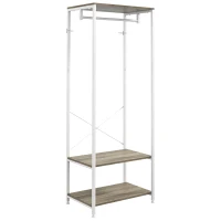 HOMCOM Hallway Coat Rack and Shoe Bench Tree - Grey(m-11)