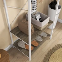 HOMCOM Hallway Coat Rack and Shoe Bench Tree - Grey(m-9)