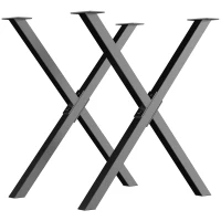 HOMCOM Conjunto de 2 Patas para Mesa Estilo Industrial 40x43 cm en Forma de X Patas de Muebles de Acero para Soporte con Protectores Tornillos de Montaje Incluidos Negro(m-10)