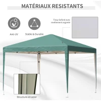 Outsunny Barnum Vert Pliant Sans Parois 3 x 3 x 2,55 m(m-4)