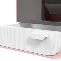 PawHut Kuweta z pokrywą, łopatką, matą łapie-żwirek, plastik, różowy/czarny(m-8)