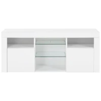 Mobile Porta TV LED con 2 Armadietti e 5 Ripiani Aperti, Illuminazione LED 16 Colori, per TV fino a 55 Pollici, Bianco(m-2)