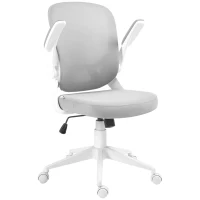 HOMCOM Fauteuil de bureau hauteur réglable pivotant 360° accoudoirs relevables dossier en maille et assise tissu gris(m-1)