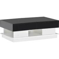 Mesa de Centro Multiuso Moderna con Acabado Brillante Color Blanco y Negro(m-1)
