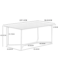 Mesa de Centro Efecto Mármol y Base de Metal Blanco(m-3)