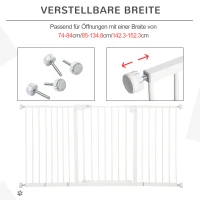 PawHut Bramka Ochronna dla Psów, Rozszerzalna, Montaż Na Zacisk, Metal, 136x76cm, Biały(m-7)