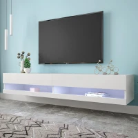Mobile TV con Illuminazione LED, Design Moderno e Spazioso, Bianco(m-6)