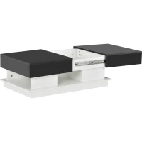 Mesa de Centro Multiuso Moderna con Acabado Brillante Color Blanco y Negro(m-7)