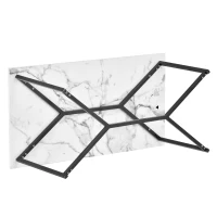 Mesa de Centro Efecto Mármol y Base de Metal Blanco(m-8)