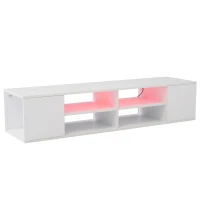 Mobile TV con Illuminazione LED, Montaggio a Terra o a Parete e Ampio Spazio portaoggetti, Bianco(m-7)