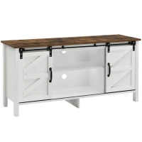 Mobile TV Moderno con Ante Scorrevoli e Ripiani Regolabili, Bianco(m-2)