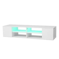 Mobile TV con Illuminazione LED, Montaggio a Terra o a Parete e Ampio Spazio portaoggetti, Bianco(m-8)