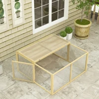 PawHut Klatka dla małych zwierząt, klatka dla królików, z otwieranym dachem, drewno jodłowe, 120x120x57 cm, Naturalny(m-9)