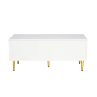 Tavolino da Salotto con Cassetto e 3 Ripiani Aperti, Bianco e Oro(m-8)