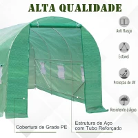 Outsunny Estufa de Cultivo para Terraço ou Jardim – Cor Verde – Tubo Aço e PE 140g/㎡ - 450x200x200 cm(m-4)