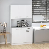 HOMCOM  Armário de Cozinha com Prateleira Ajustável para Microondas 101x39x180 cm Branco(m-2)