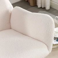 Poltrona a Dondolo con Tasche Portaoggetti su Braccioli in Legno Massello, Bianco(m-7)