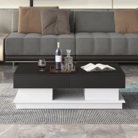 Mesa de Centro Multiuso Moderna con Acabado Brillante Color Blanco y Negro(m-2)