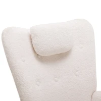 Sillón Mecedora de Borreguito con Reposapiés y Reposacabezas Blanco(m-8)