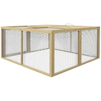 PawHut Klatka dla małych zwierząt, klatka dla królików, z otwieranym dachem, drewno jodłowe, 120x120x57 cm, Naturalny(m-1)