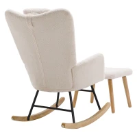 Sillón Mecedora de Borreguito con Reposapiés y Reposacabezas Blanco(m-7)