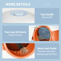 PawHut Foldable Cat Litter Tray with Lid, Deodorant, Scoop, Orange(m-8)