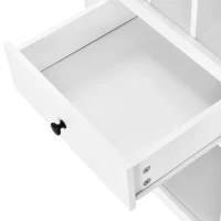 Vetrina Moderna con Illuminazione LED Multicolore, Spazio Vino e Cassetti, Bianco(m-9)