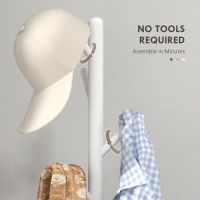 HOMCOM Eight-Hook Wooden Coat Rack - White(m-6)