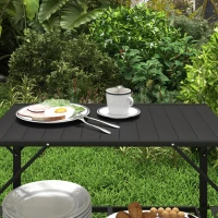 Outsunny Stół Kempingowy Piknikowy Szafka Kuchenna na Zewnątrz, Składany, Odporny na Warunki Pogodowe, 126 cm x 44 cm x 80 cm, Czarny(m-8)