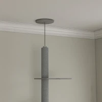 PawHut 2-in-1 Floor-To-Ceiling Cat Tree with Hidden Litter Box, for Indoor Use - Grey(m-9)