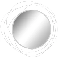 HOMCOM Abstract Metal Wire Wall Mirror, with Accessories - Silver(m-1)