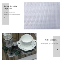 Outsunny Conjunto de 2 Espreguiçadeiras de Jardim 59x169x66 cm com Mesa 41x41x45 cm  Vidro Temperado Apoio de Braços Cinza(m-5)