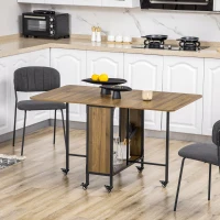 HOMCOM Mobiele Klaptafel, 2 Inklapbare Zijden, 130 x 80 x 74 cm, Bruin(m-2)