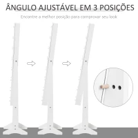 HOMCOM Guarda-Joias de Pé, com Espelho, Armário para Joias 16 Luzes LED Reclinável  36x30x136cm Branco(m-6)