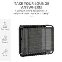Outsunny Portable Sun Lounger, Folding Camping Bed Cot, Reclining Lounge Chair 5-position Adjustable Backrest with Side Pocket, Pillow for Patio Garden Beach Pool, Mixed Grey(m-7)