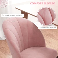 HOMCOM Set 2 Sedie da Pranzo Imbottite Stile Nordico in Metallo e Velluto, 52x54x79cm, Rosa(m-6)