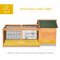 PawHut Wooden Rabbit Hutch Outdoor, Guinea Pig Hutch, Detachable Pet House Animal Cage with Openable Run & Roof Lockable Door Slide-out Tray 146 x 95 x 69cm(m-4)