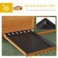 PawHut Wooden Rabbit Hutch Outdoor, Guinea Pig Hutch, Detachable Pet House Animal Cage with Openable Run & Roof Lockable Door Slide-out Tray 146 x 95 x 69cm(m-6)