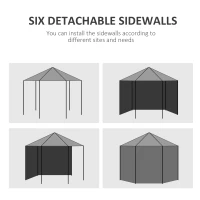 Outsunny 4m Hexagonal Gazebo Canopy Party Tent with 6 Removable Side Walls for Outdoor Event with Windows and Doors, White(m-7)